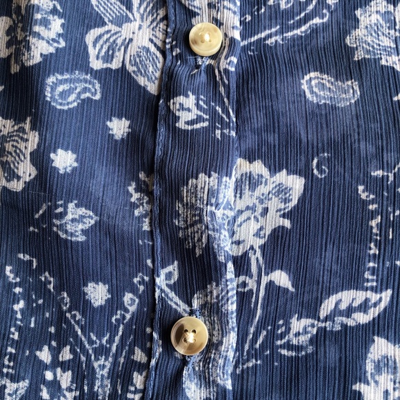 Hollister Blue/White Floral High-Low Shirt Dress Women’s Size M Long Sleeves Top - Picture 14 of 16